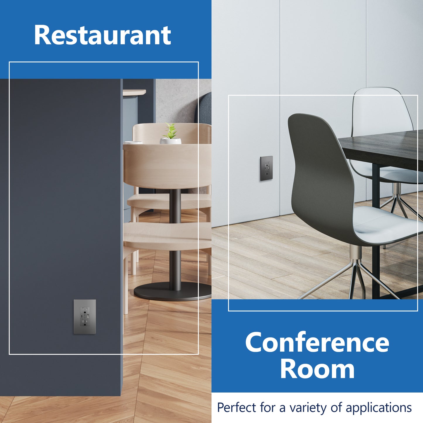 USB Type-A and Type-C charger with 15A Tamper-Resistant Receptacles, Duplex Receptacle with 1 USB Type-A and 1 USB Type-C Charging Ports (Max 30W), Power Delivery, Interchangeable Face Cover, Wall Plate Included