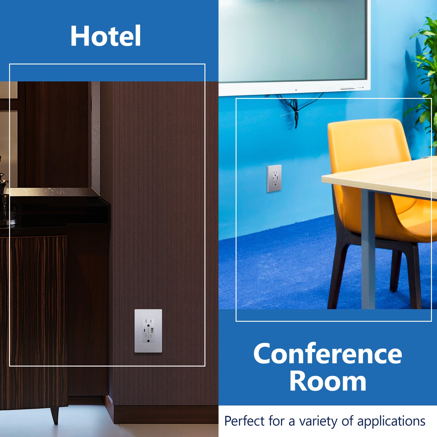 USB Type-A and Type-C charger with 15A Tamper-Resistant Receptacles, Duplex Receptacle with 1 USB Type-A and 1 USB Type-C Charging Ports (Max 30W), Power Delivery, Interchangeable Face Cover, Wall Plate Included