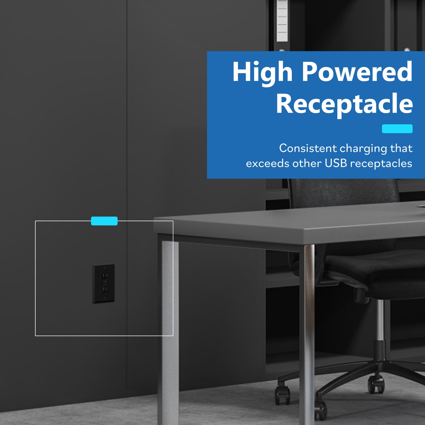 USB Type-C charger with 15A Tamper-Resistant Receptacles, Duplex Receptacle with 2 USB Type-C Charging Ports (Max 60W), Power Delivery, Interchangeable Face Cover, Wall Plate Included