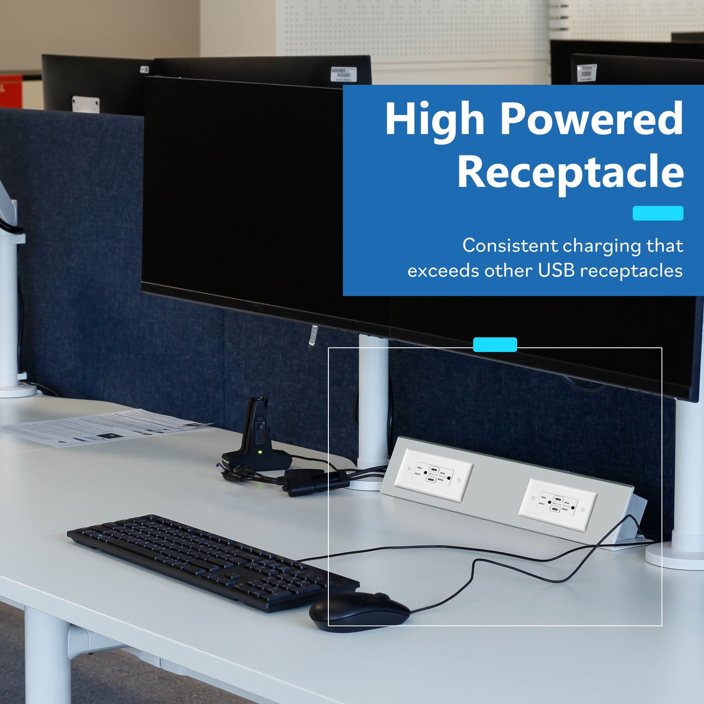 USB Type-C charger with 15A Tamper-Resistant Receptacles, Duplex Receptacle with 2 USB Type-C Charging Ports (Max 60W), Power Delivery, Interchangeable Face Cover, Wall Plate Included