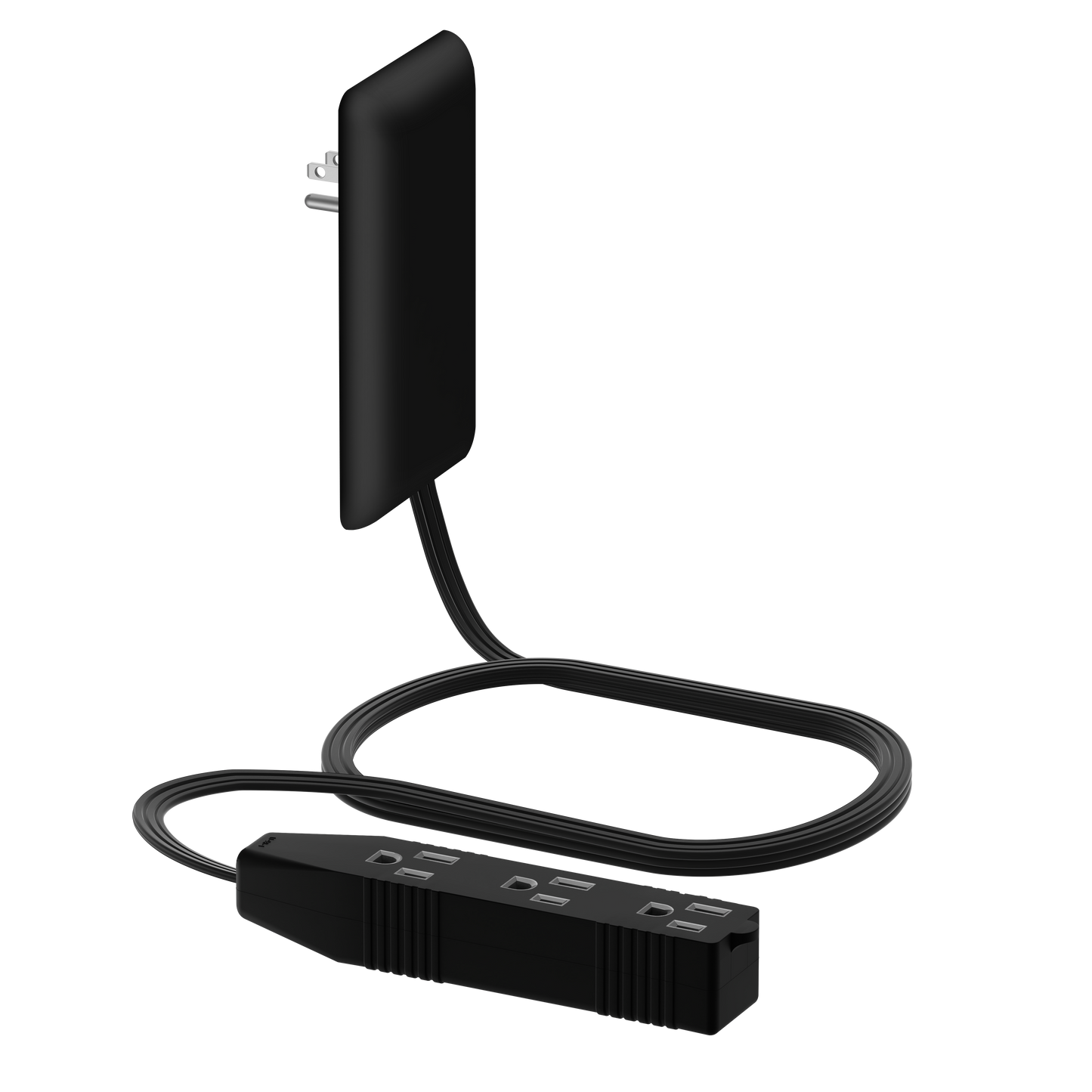 Ultra-Thin Wall Plate Plug Outlet Extender with 3 Receptacles, Flat-Face Plug with Cord Extender and 3-Outlet Power Strip, 3ft Cord