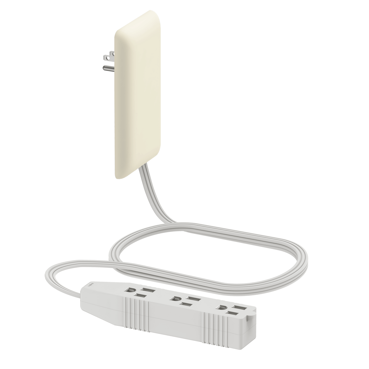 Ultra-Thin Wall Plate Plug Outlet Extender with 3 Receptacles, Flat-Face Plug with Cord Extender and 3-Outlet Power Strip, 3ft Cord