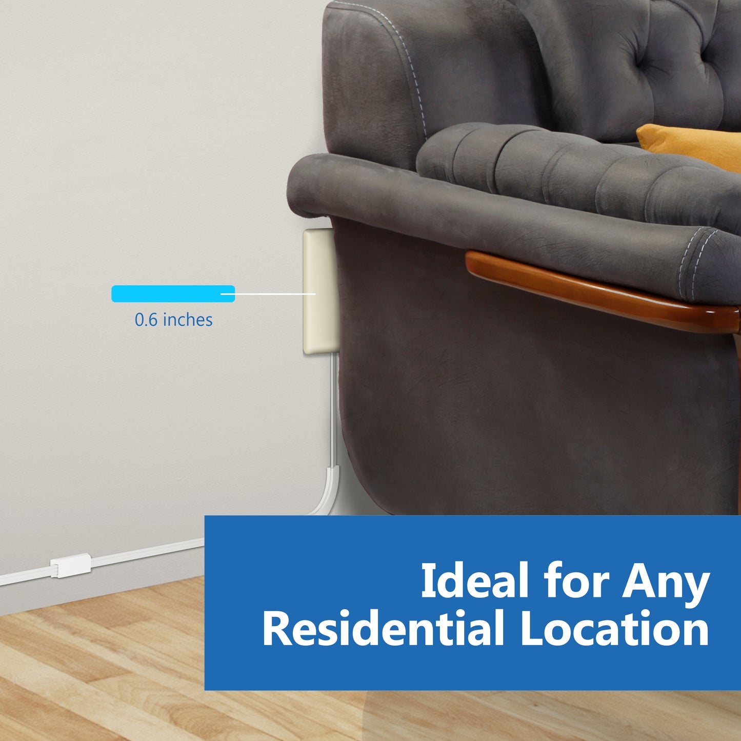 Ultra-Thin Wall Plate Plug Outlet Extender with 3 Receptacles, Flat-Face Plug with Cord Extender and 3-Outlet Power Strip, 3ft Cord