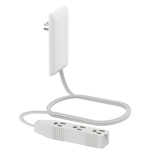 Ultra-Thin Wall Plate Plug Outlet Extender with 3 Receptacles, Flat-Face Plug with Cord Extender and 3-Outlet Power Strip, 3ft Cord