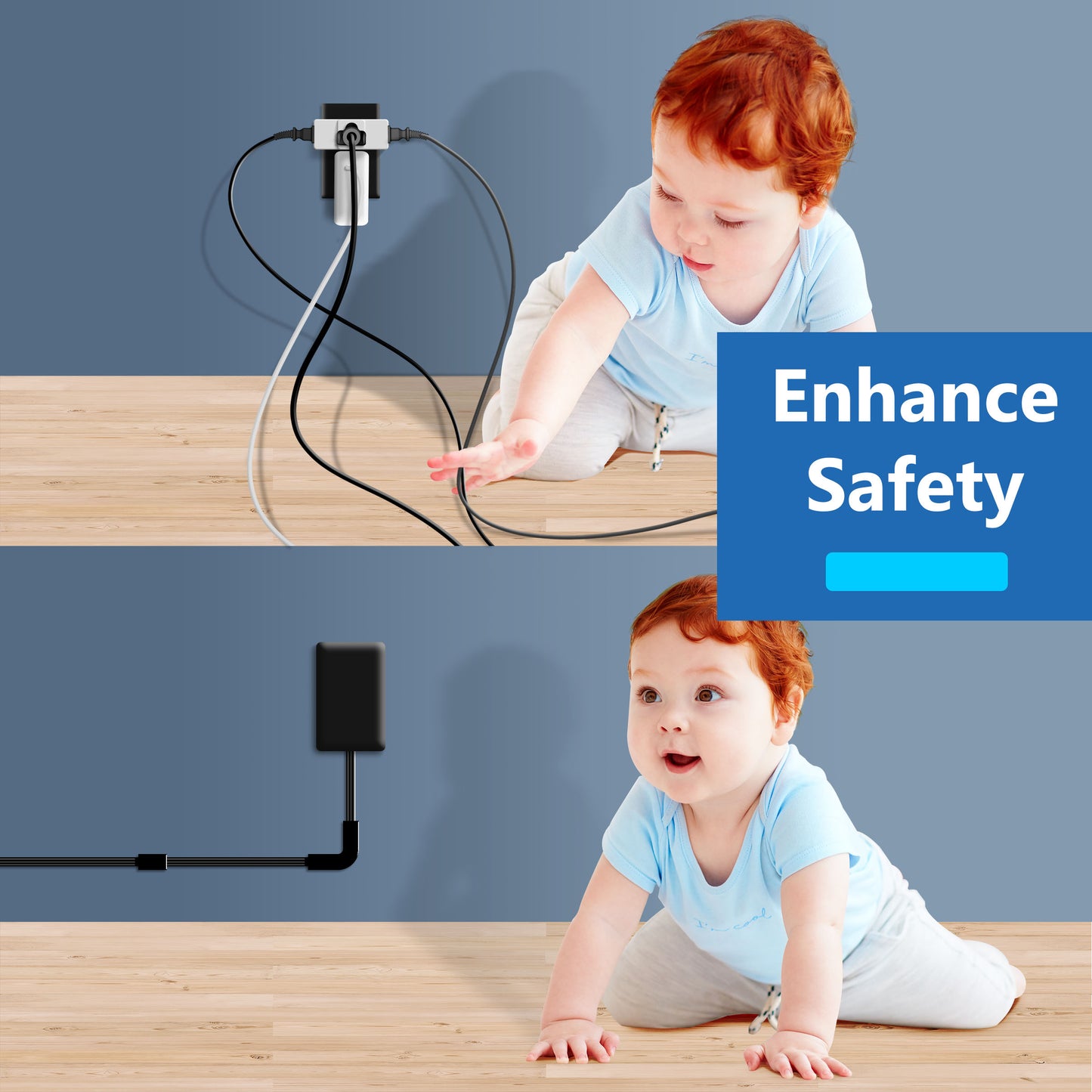 Surge Protected 4-Outlet Wire Extender with Flat-Face, USB Type-A and 2 USB Type-C, Ultra-Thin Wall Plate Plug with Cord Extender, Surge Protection Up to 1500J, 4-Outlet Power Strip, Flat-Face, 5 Feet Cord