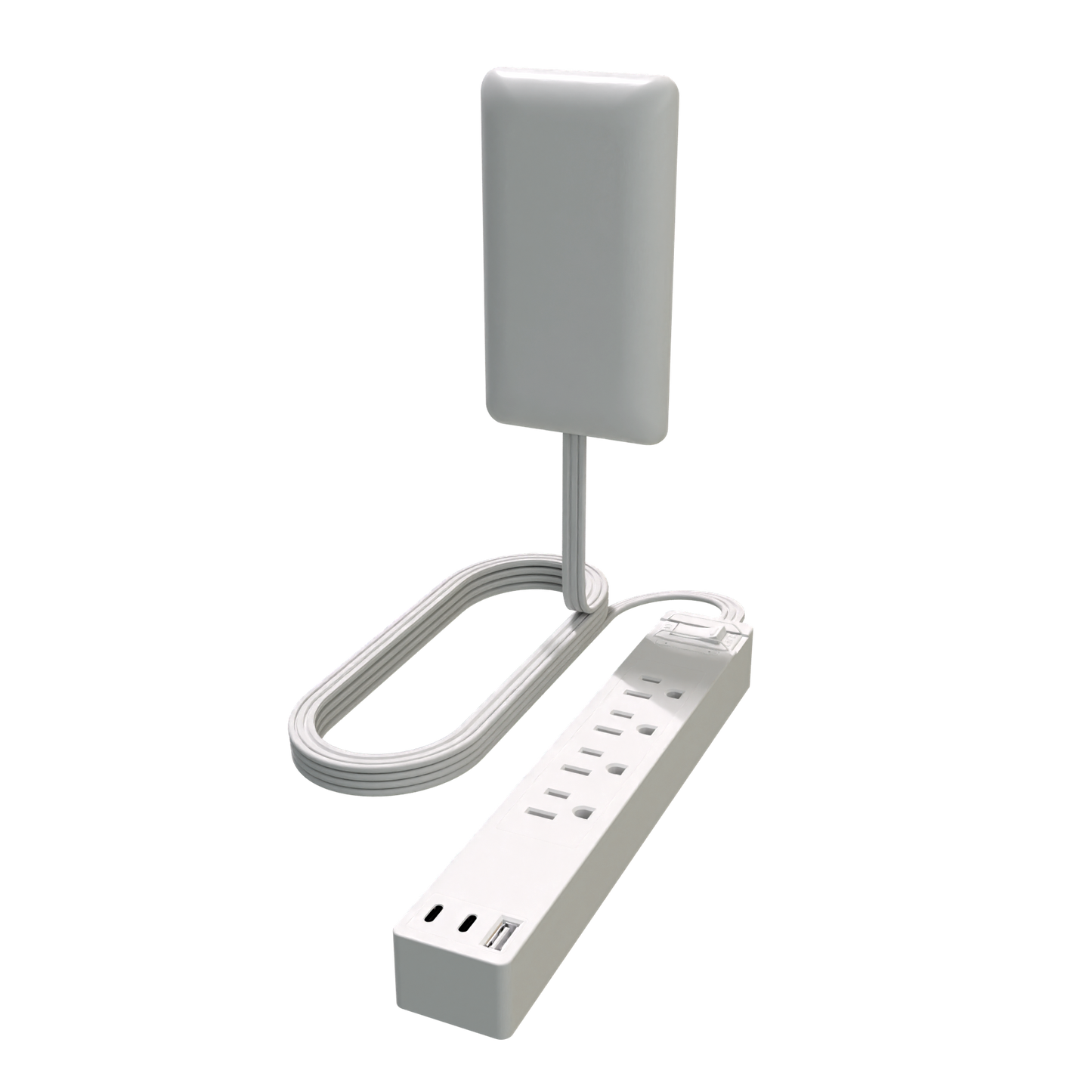 Surge Protected 4-Outlet Wire Extender with Flat-Face, USB Type-A and 2 USB Type-C, Ultra-Thin Wall Plate Plug with Cord Extender, Surge Protection Up to 1500J, 4-Outlet Power Strip, Flat-Face, 5 Feet Cord