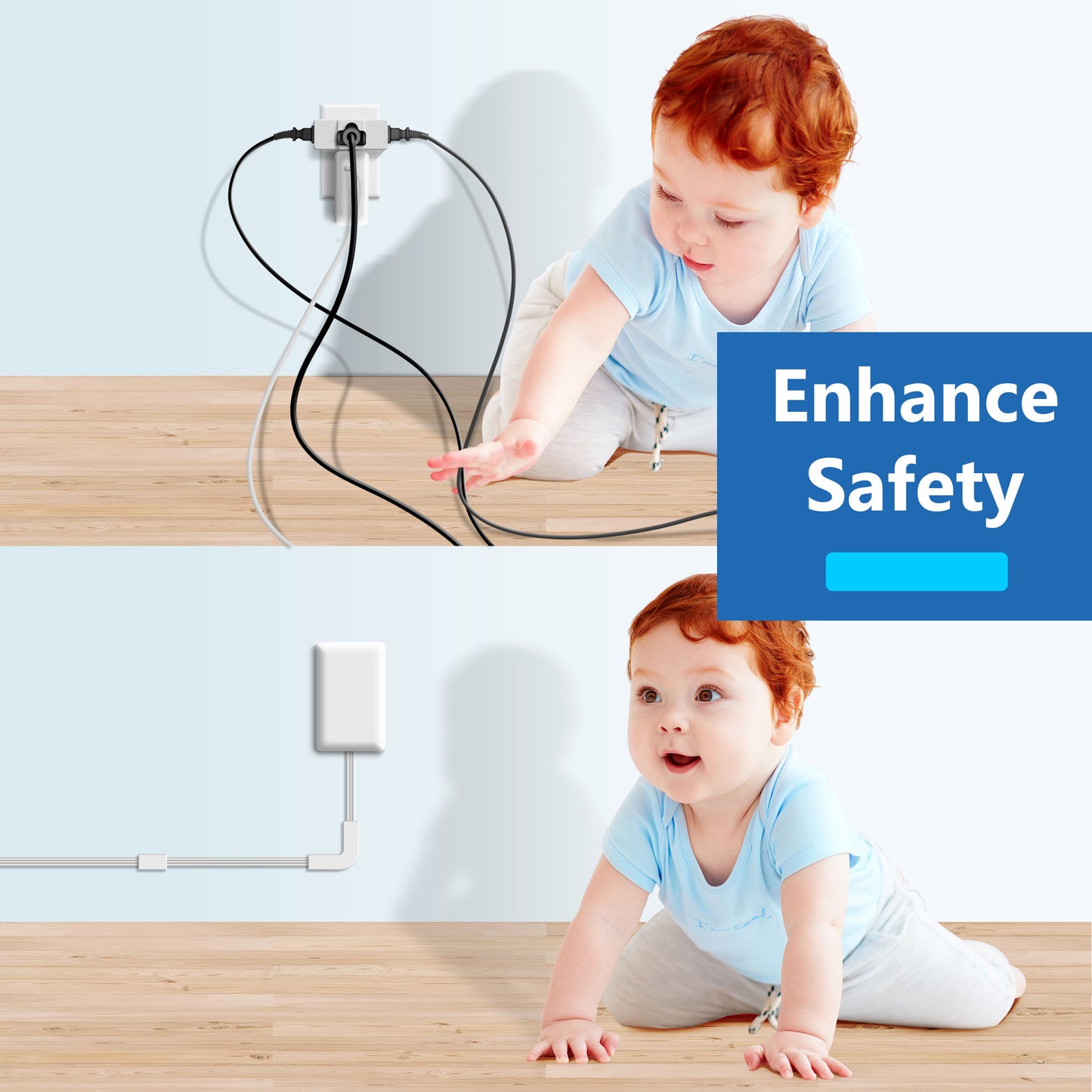 Surge Protected 4-Outlet Wire Extender with Flat-Face, USB Type-A and 2 USB Type-C, Ultra-Thin Wall Plate Plug with Cord Extender, Surge Protection Up to 1500J, 4-Outlet Power Strip, Flat-Face, 5 Feet Cord