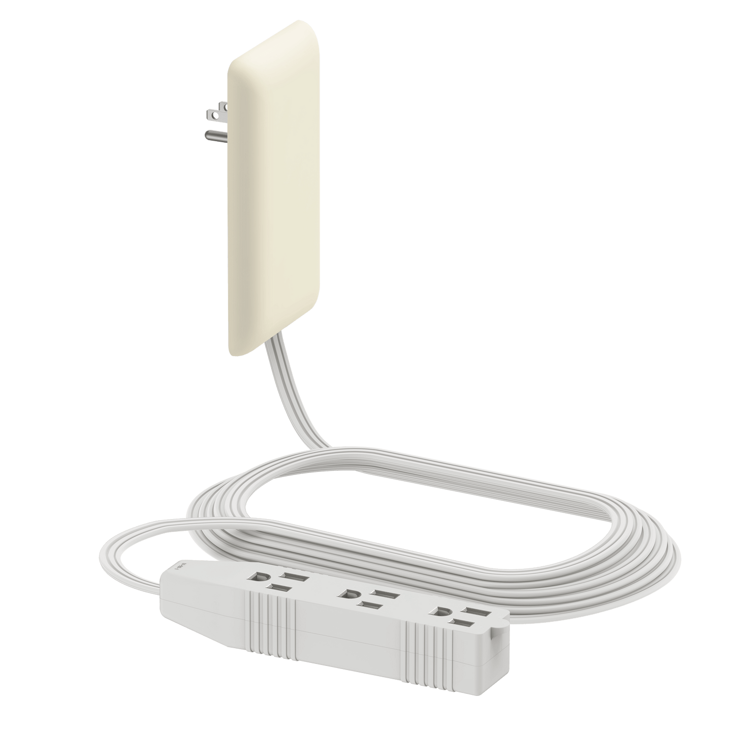 Ultra-Thin Wall Plate Plug Outlet Extender with 3 Receptacles, Flat-Face Plug with Cord Extender and 3-Outlet Power Strip, 8 Feet Cord