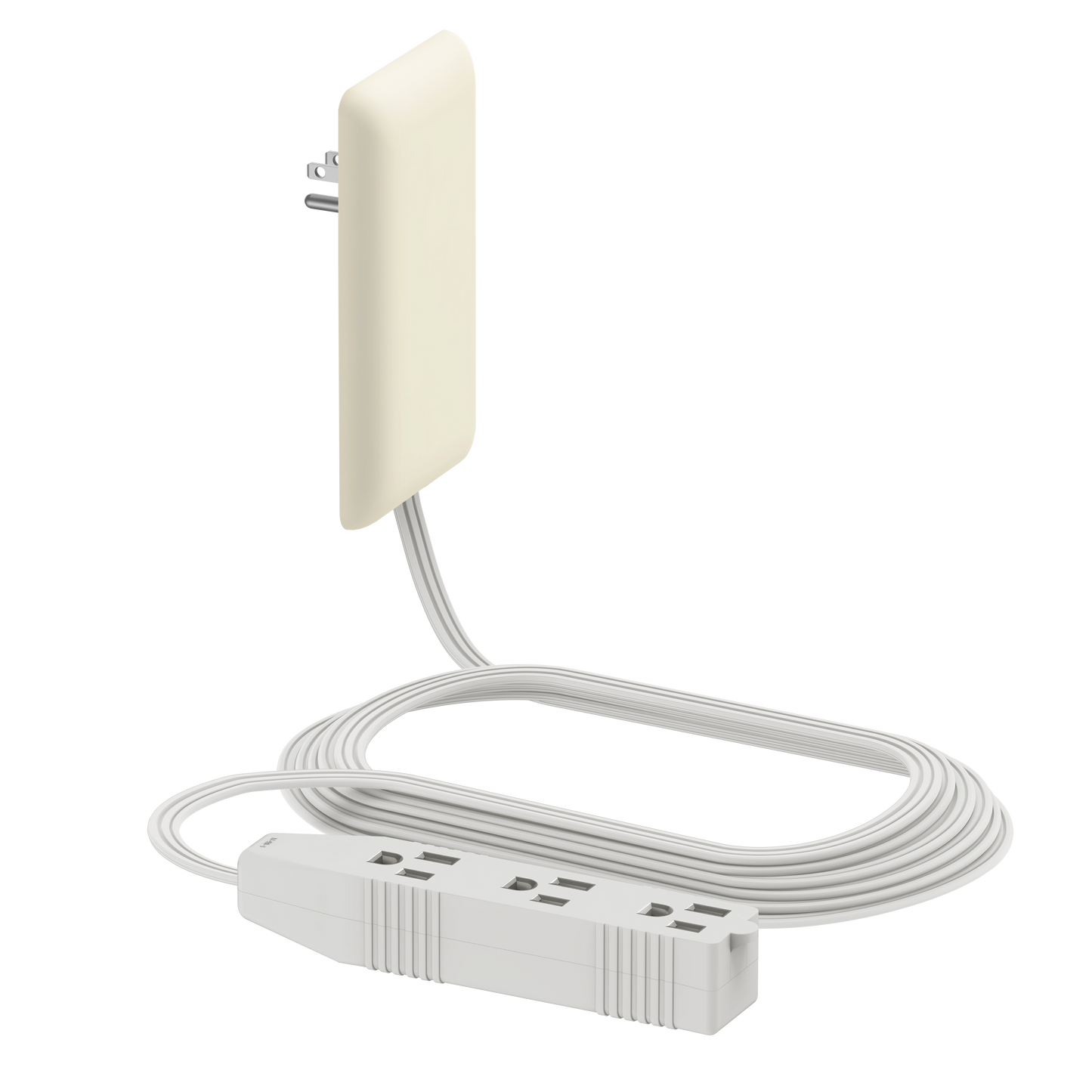 Ultra-Thin Wall Plate Plug Outlet Extender with 3 Receptacles, Flat-Face Plug with Cord Extender and 3-Outlet Power Strip, 8 Feet Cord