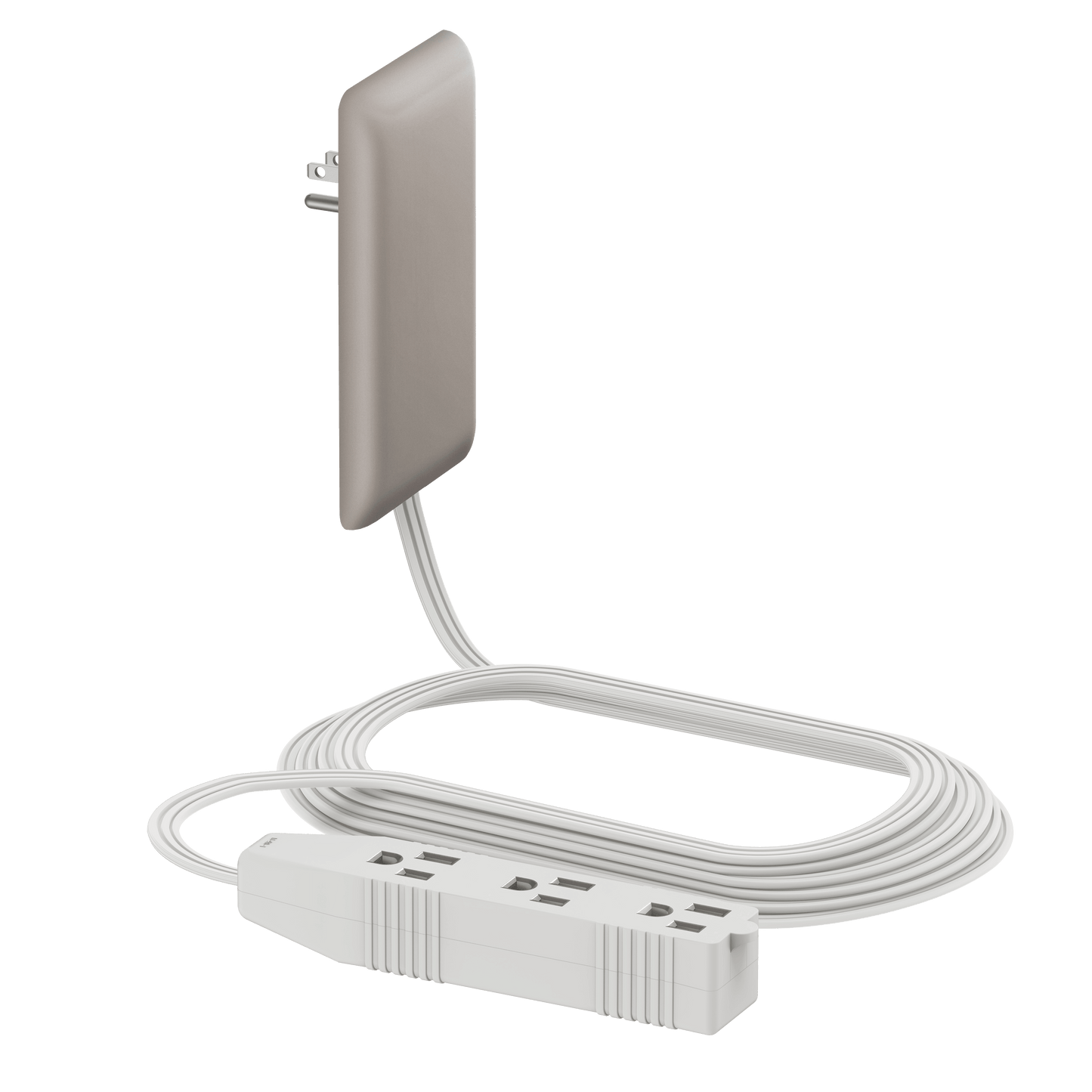 Ultra-Thin Wall Plate Plug Outlet Extender with 3 Receptacles, Flat-Face Plug with Cord Extender and 3-Outlet Power Strip, 8 Feet Cord