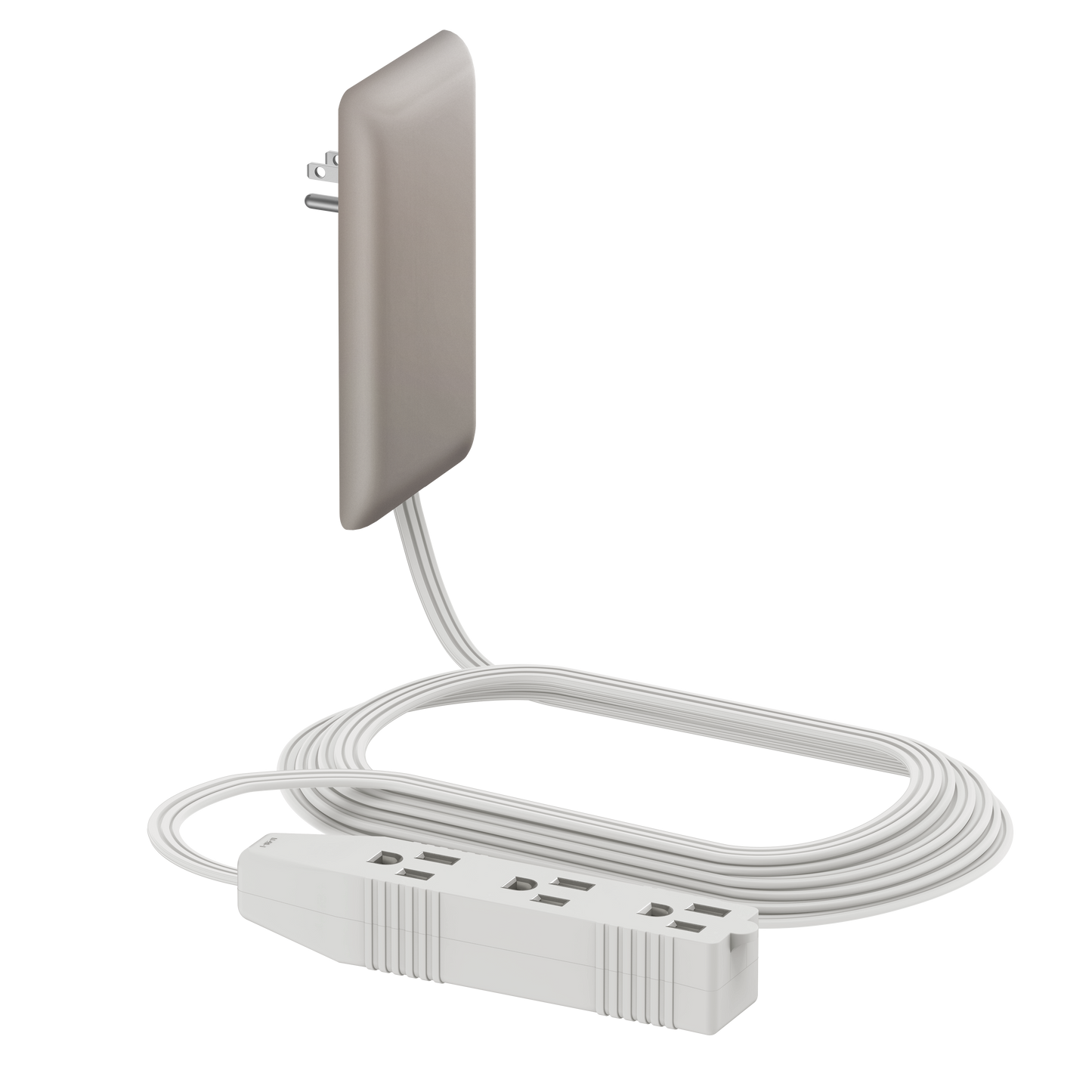 Ultra-Thin Wall Plate Plug Outlet Extender with 3 Receptacles, Flat-Face Plug with Cord Extender and 3-Outlet Power Strip, 8 Feet Cord