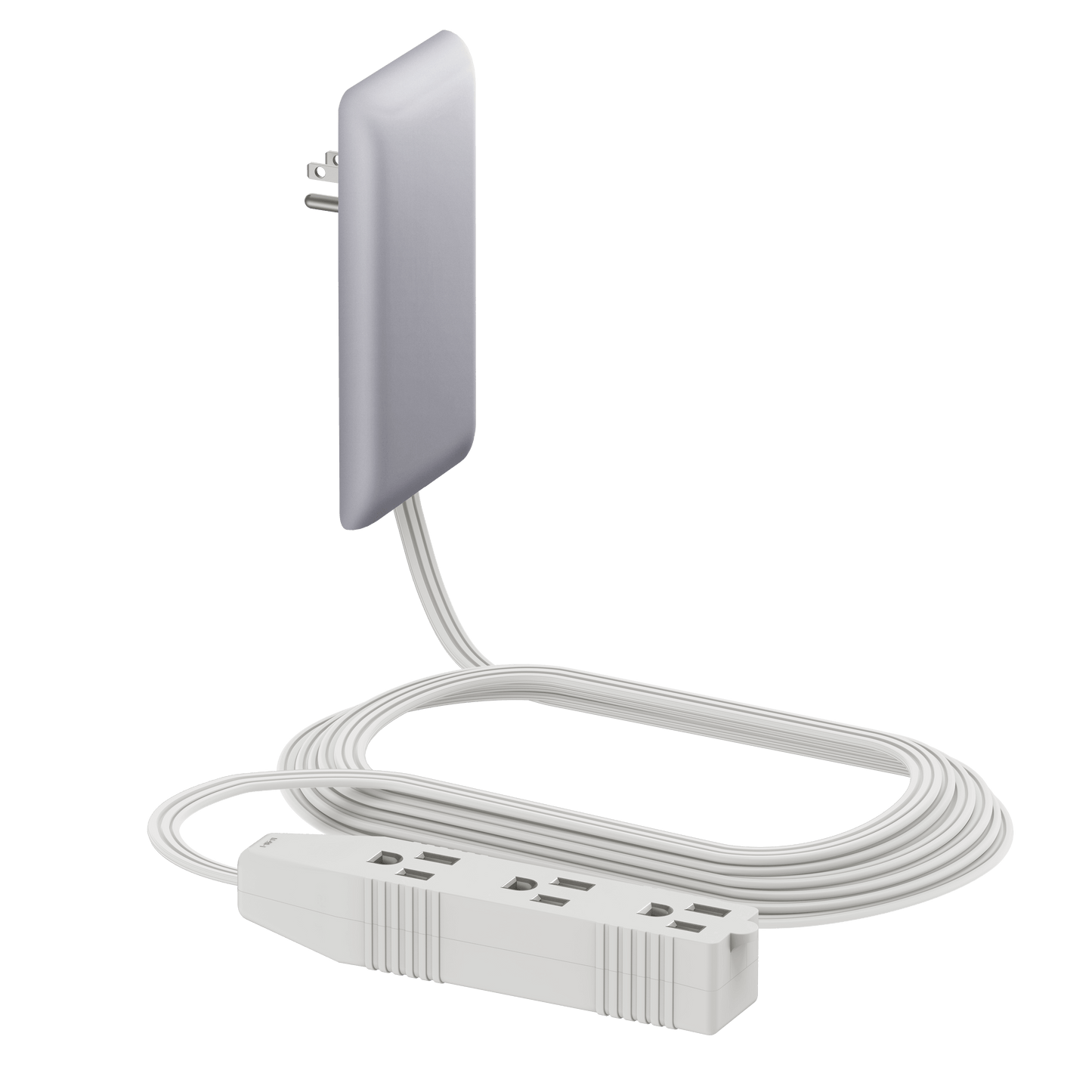 Ultra-Thin Wall Plate Plug Outlet Extender with 3 Receptacles, Flat-Face Plug with Cord Extender and 3-Outlet Power Strip, 8 Feet Cord