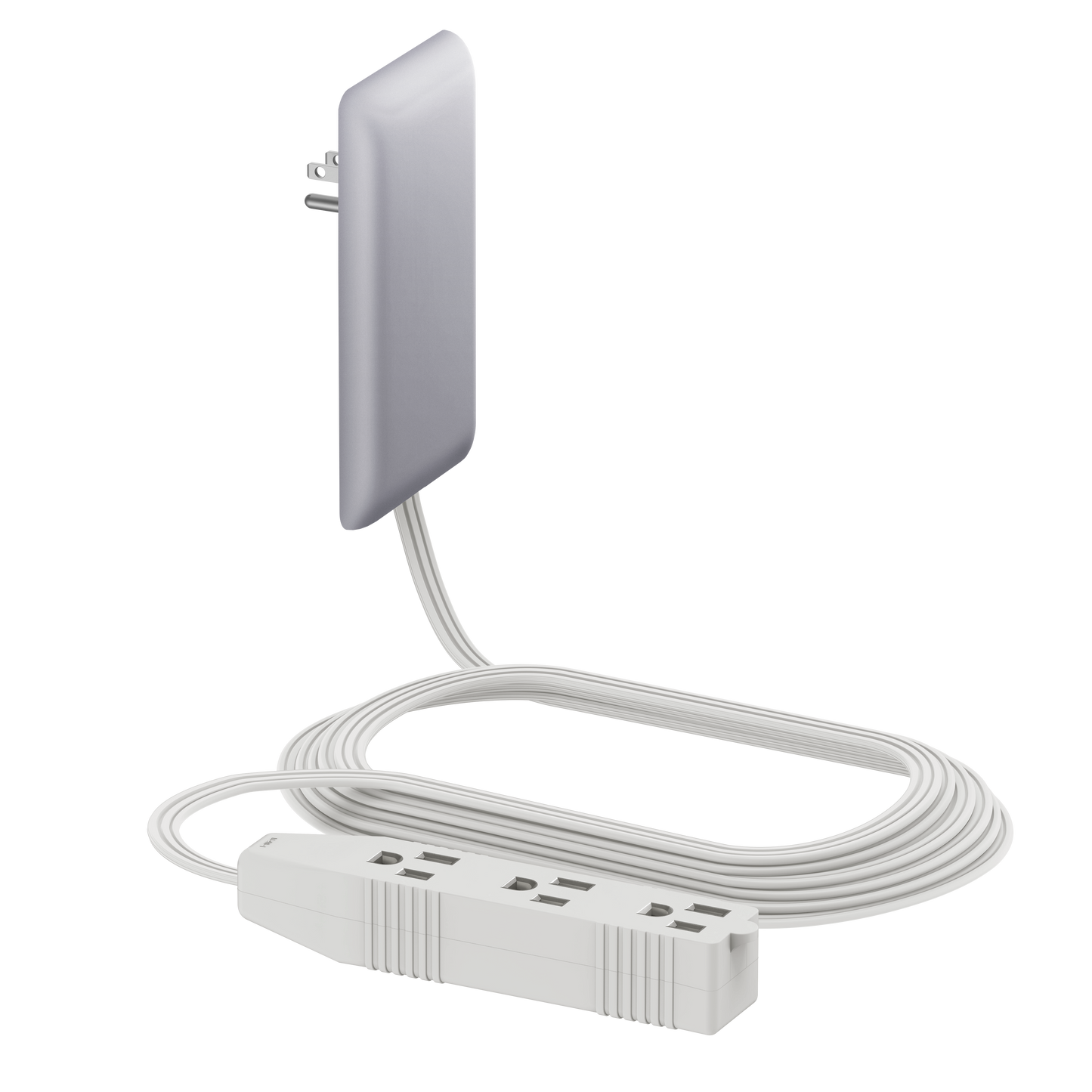 Ultra-Thin Wall Plate Plug Outlet Extender with 3 Receptacles, Flat-Face Plug with Cord Extender and 3-Outlet Power Strip, 8 Feet Cord
