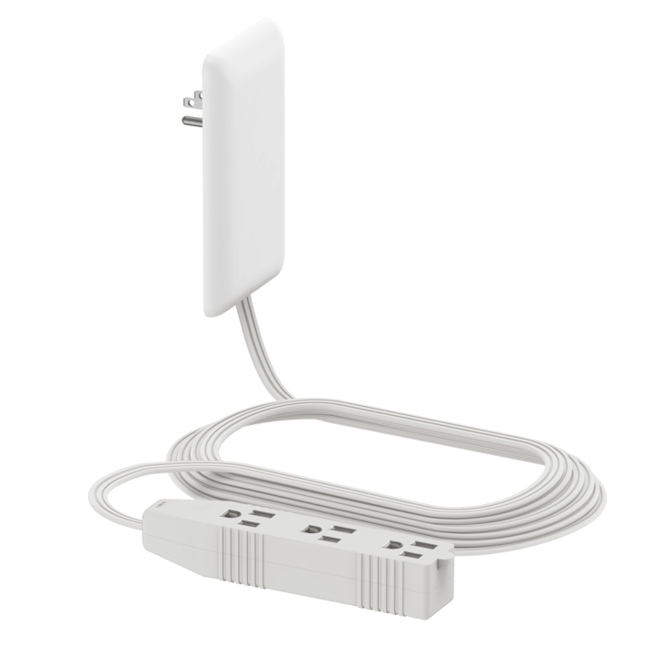 Ultra-Thin Wall Plate Plug Outlet Extender with 3 Receptacles, Flat-Face Plug with Cord Extender and 3-Outlet Power Strip, 8 Feet Cord