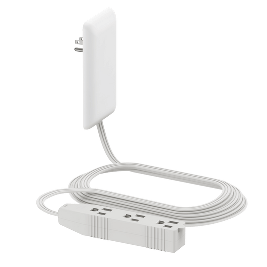 Ultra-Thin Wall Plate Plug Outlet Extender with 3 Receptacles, Flat-Face Plug with Cord Extender and 3-Outlet Power Strip, 8 Feet Cord