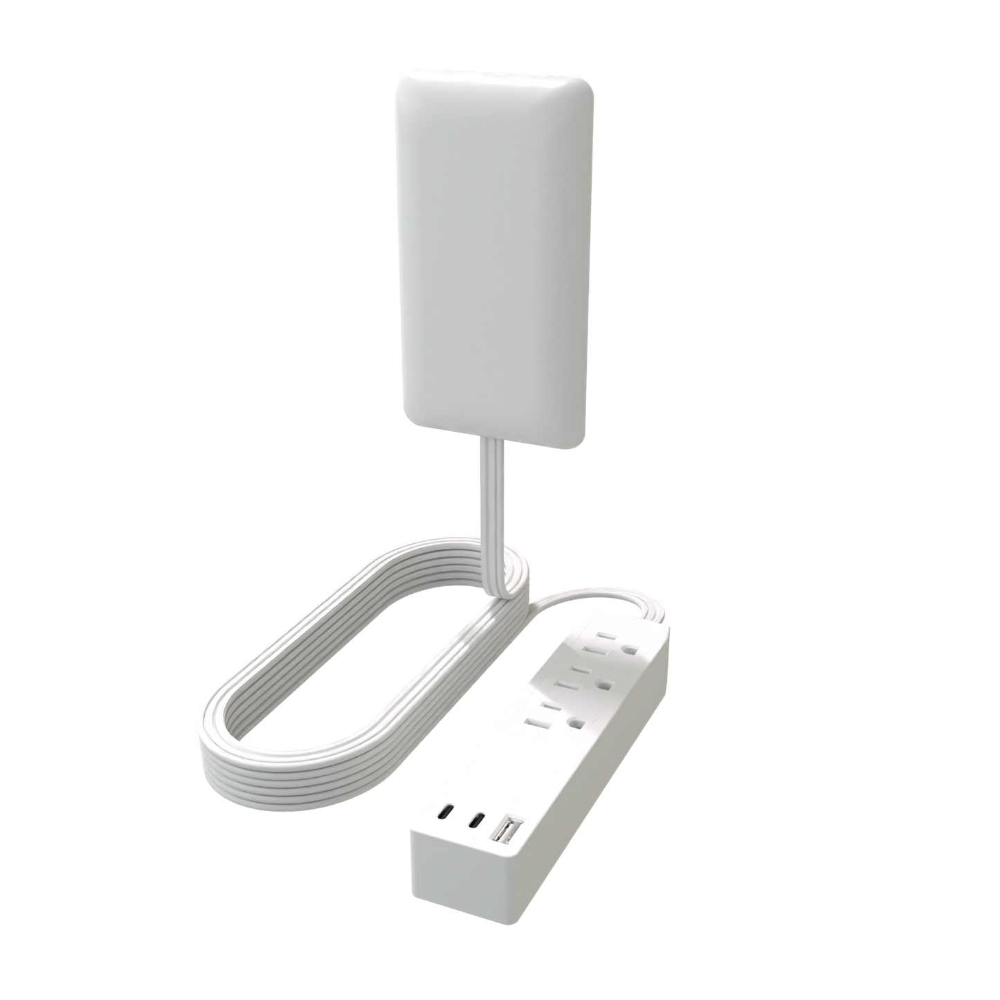 Outlet Extender with 3 Receptacles, 4.2A USB Type-A, and 2 USB Type-C, Ultra-Thin Wall Plate Plug with Cord Extender, 3-Outlet Power Strip, Flat-Face, 8 Feet Cord