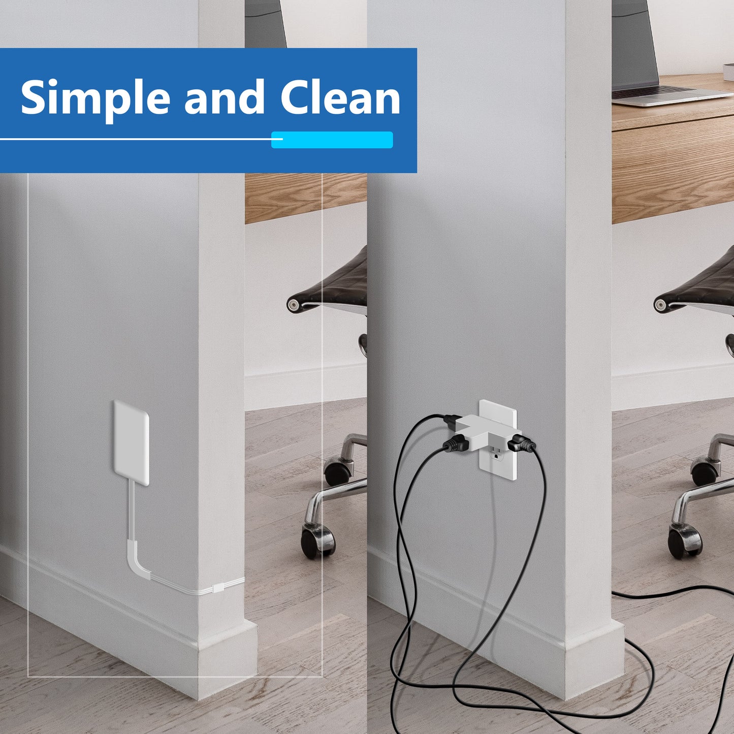 Outlet Extender with 3 Receptacles, 4.2A USB Type-A, and 2 USB Type-C, Ultra-Thin Wall Plate Plug with Cord Extender, 3-Outlet Power Strip, Flat-Face, 8 Feet Cord