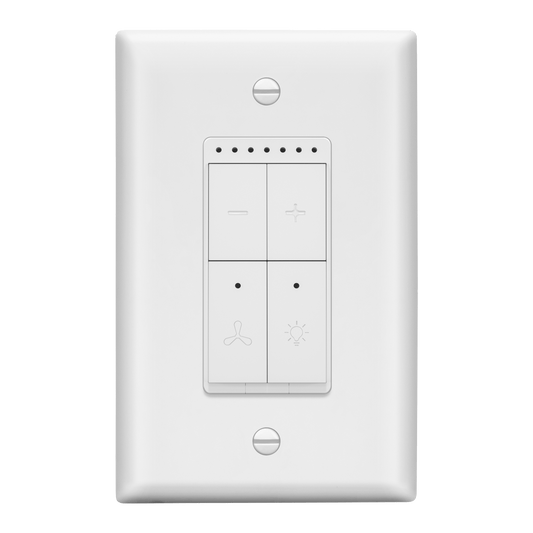 Wi-Fi Combination Dimmer and 4-Speed Fan Control Switch, Wireless Home Automation, Wi-Fi Control, Single-Pole, Wall Plate Included
