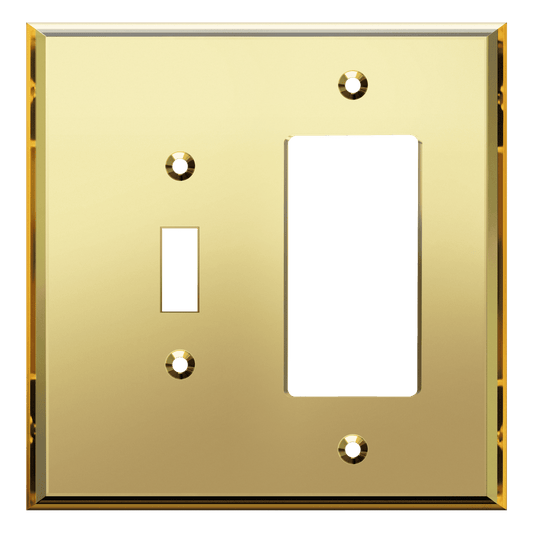Oversized Acrylic Mirrored Combination Wall Plate, Toggle Switch and Decorator Outlet, Reflective Cover Plate, Plexiglass Wall Plate, 2-Gang