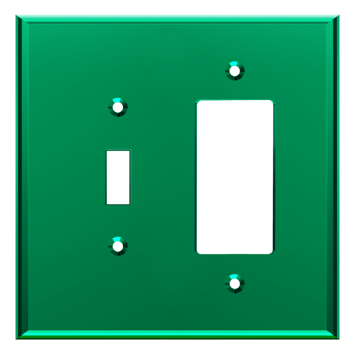 Oversized Acrylic Mirrored Combination Wall Plate, Toggle Switch and Decorator Outlet, Reflective Cover Plate, Plexiglass Wall Plate, 2-Gang