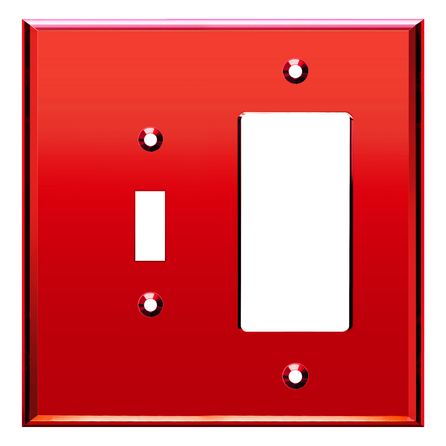 Oversized Acrylic Mirrored Combination Wall Plate, Toggle Switch and Decorator Outlet, Reflective Cover Plate, Plexiglass Wall Plate, 2-Gang