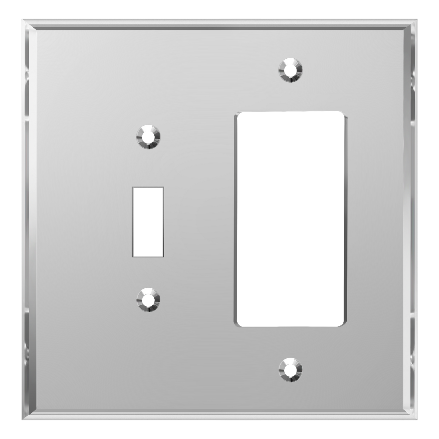 Oversized Acrylic Mirrored Combination Wall Plate, Toggle Switch and Decorator Outlet, Reflective Cover Plate, Plexiglass Wall Plate, 2-Gang