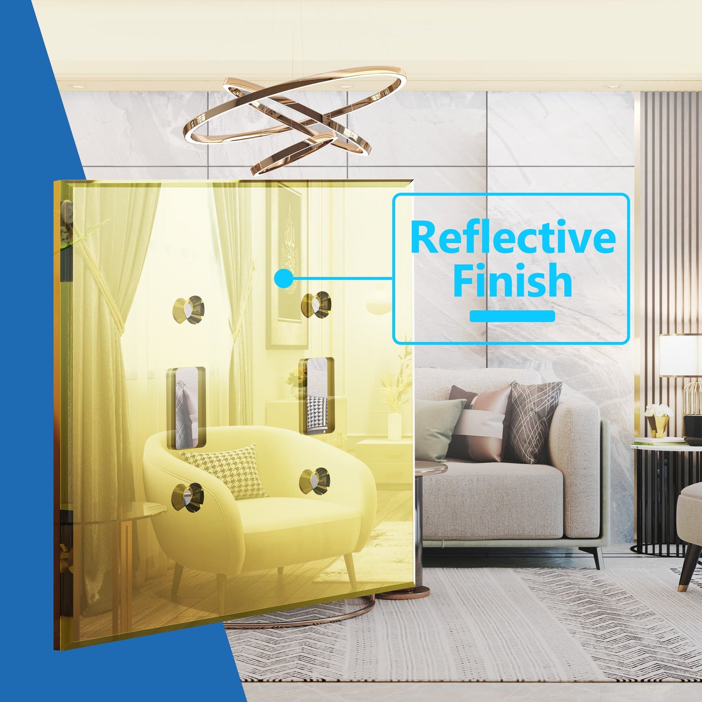 Oversized Acrylic Mirrored Toggle Switch Wall Plate, Reflective Cover Plate, Plexiglass Wall Plate, 2-Gang