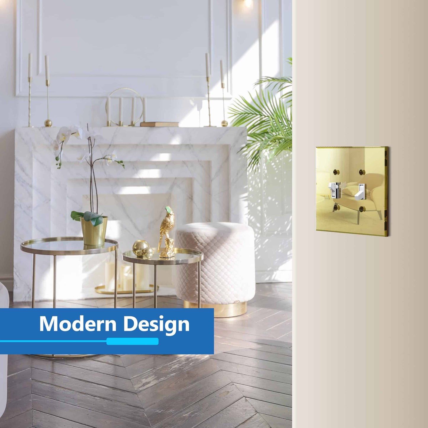Oversized Acrylic Mirrored Toggle Switch Wall Plate, Reflective Cover Plate, Plexiglass Wall Plate, 2-Gang