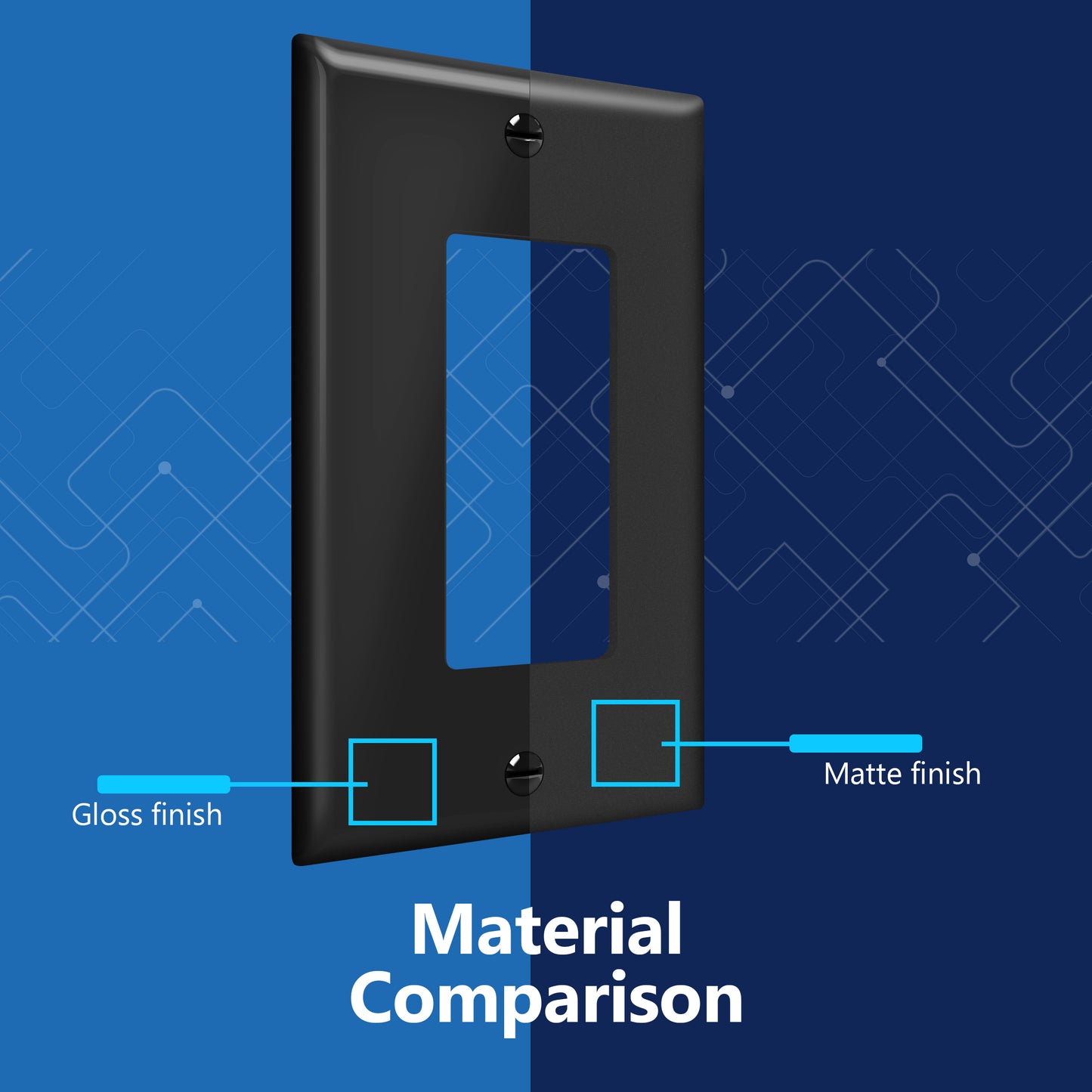 Decorator Wall Plate, Cover Plate for Decorator Switch or Outlet, Polycarbonate Thermoplastic Wall Plate, 1-Gang, Mid-Size