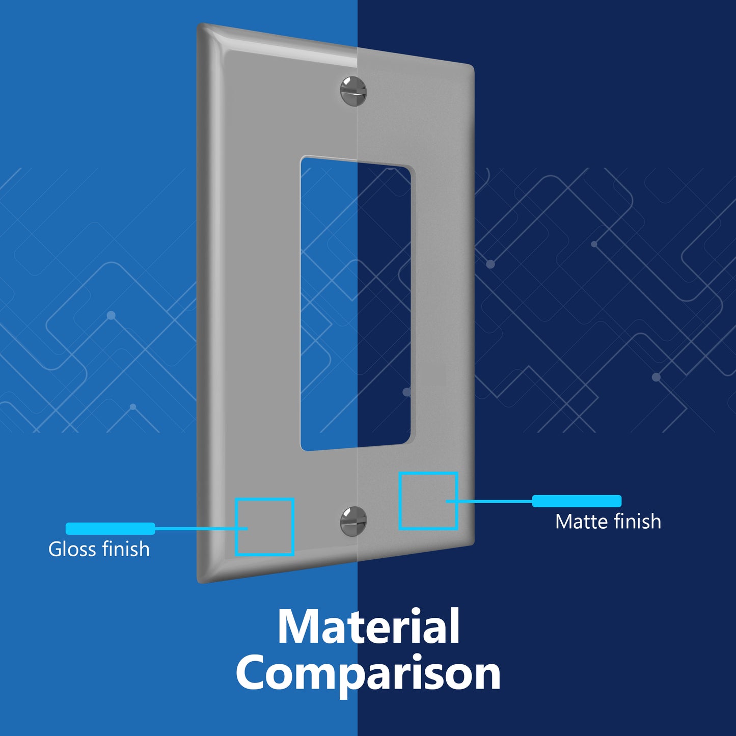 Decorator Wall Plate, Cover Plate for Decorator Switch or Outlet, Polycarbonate Thermoplastic Wall Plate, 1-Gang, Mid-Size