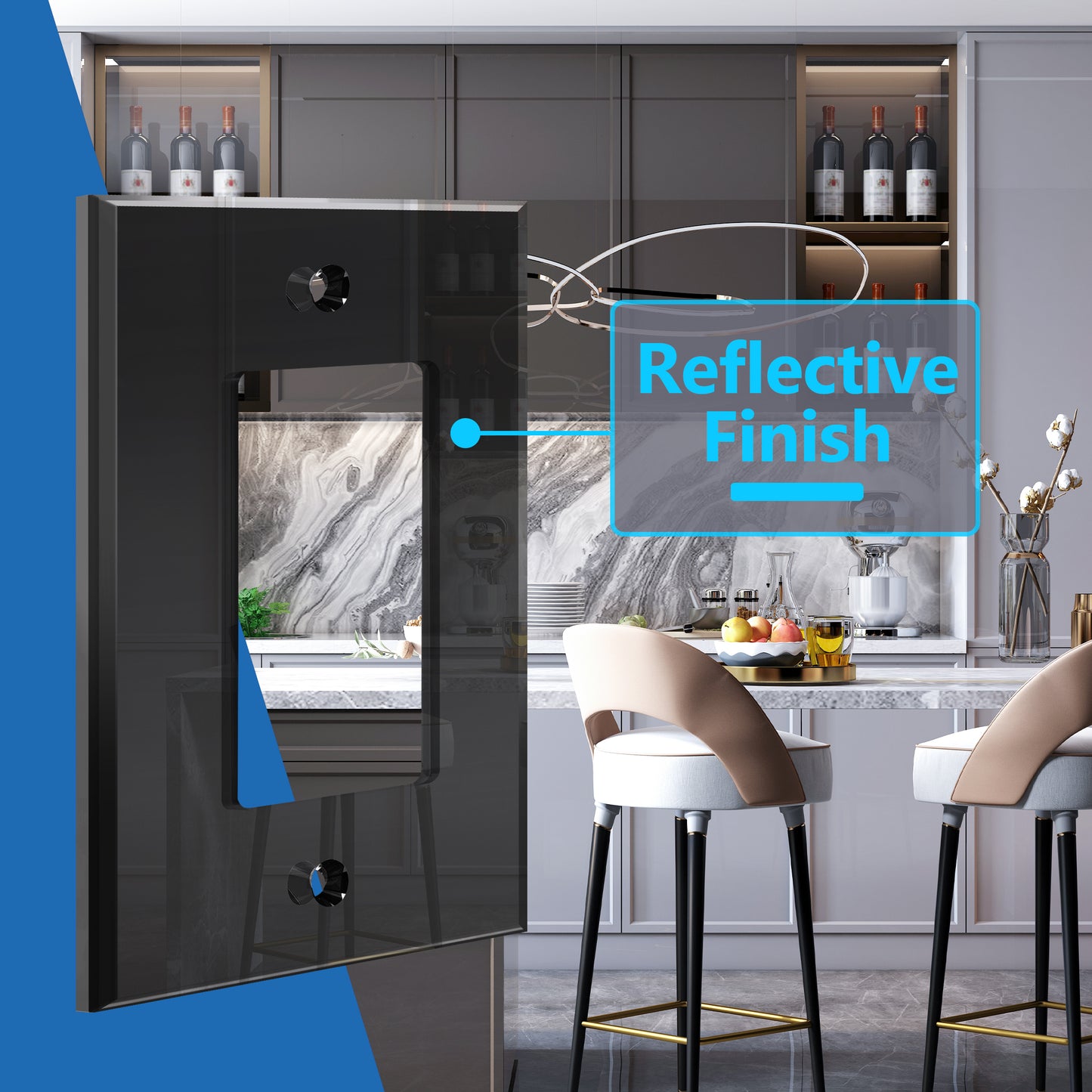 Oversized Acrylic Mirrored Decorator Wall Plate, Reflective Cover Plate for Decorator Switch or Outlet, Plexiglass Wall Plate, 1-Gang