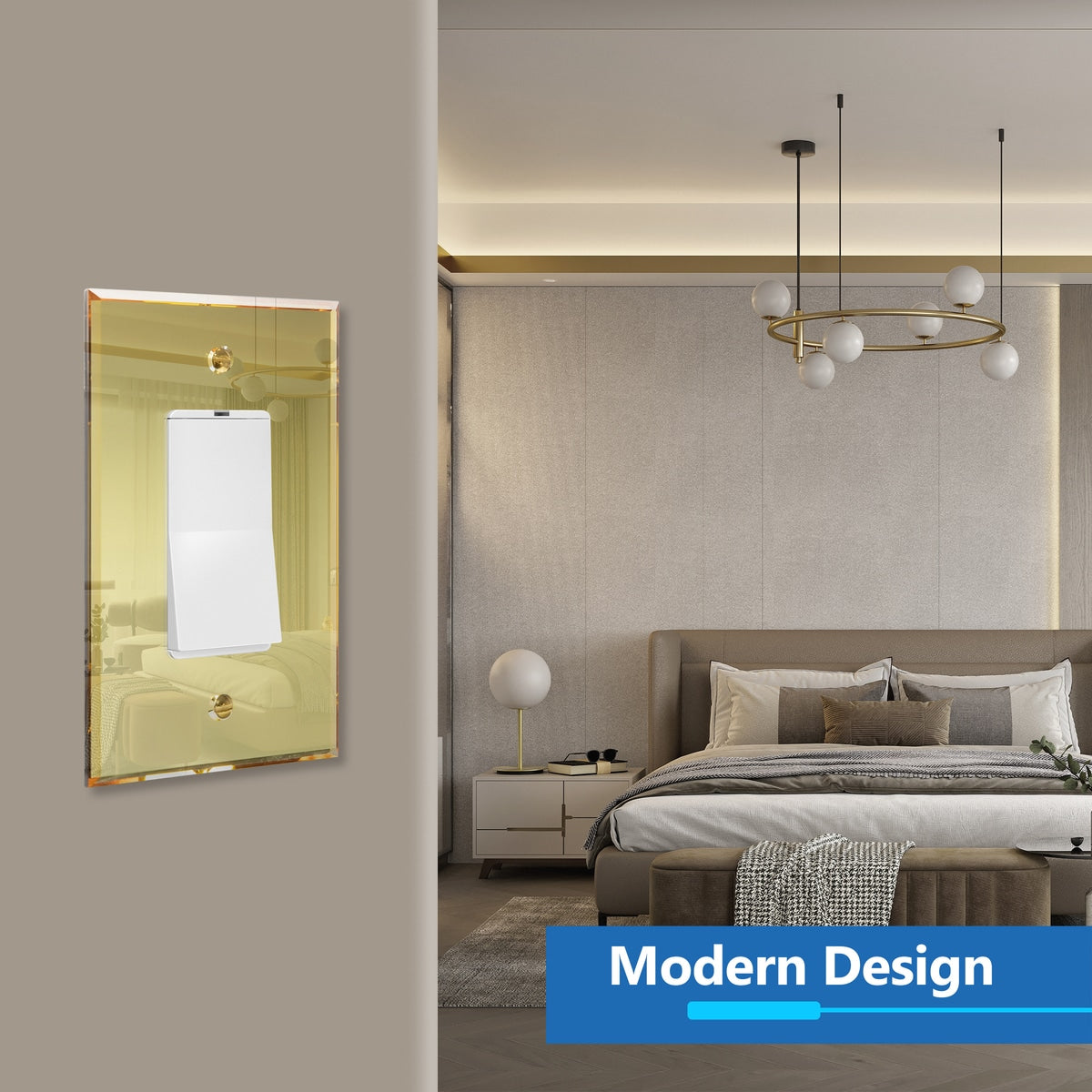 Oversized Acrylic Mirrored Decorator Wall Plate, Reflective Cover Plate for decorator switch or outlet, Plexiglass Wall Plate, 1-Gang