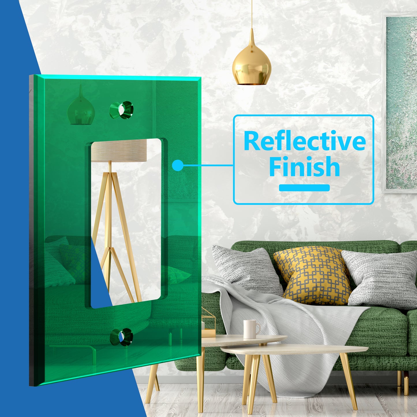 Oversized Acrylic Mirrored Decorator Wall Plate, Reflective Cover Plate for Decorator Switch or Outlet, Plexiglass Wall Plate, 1-Gang