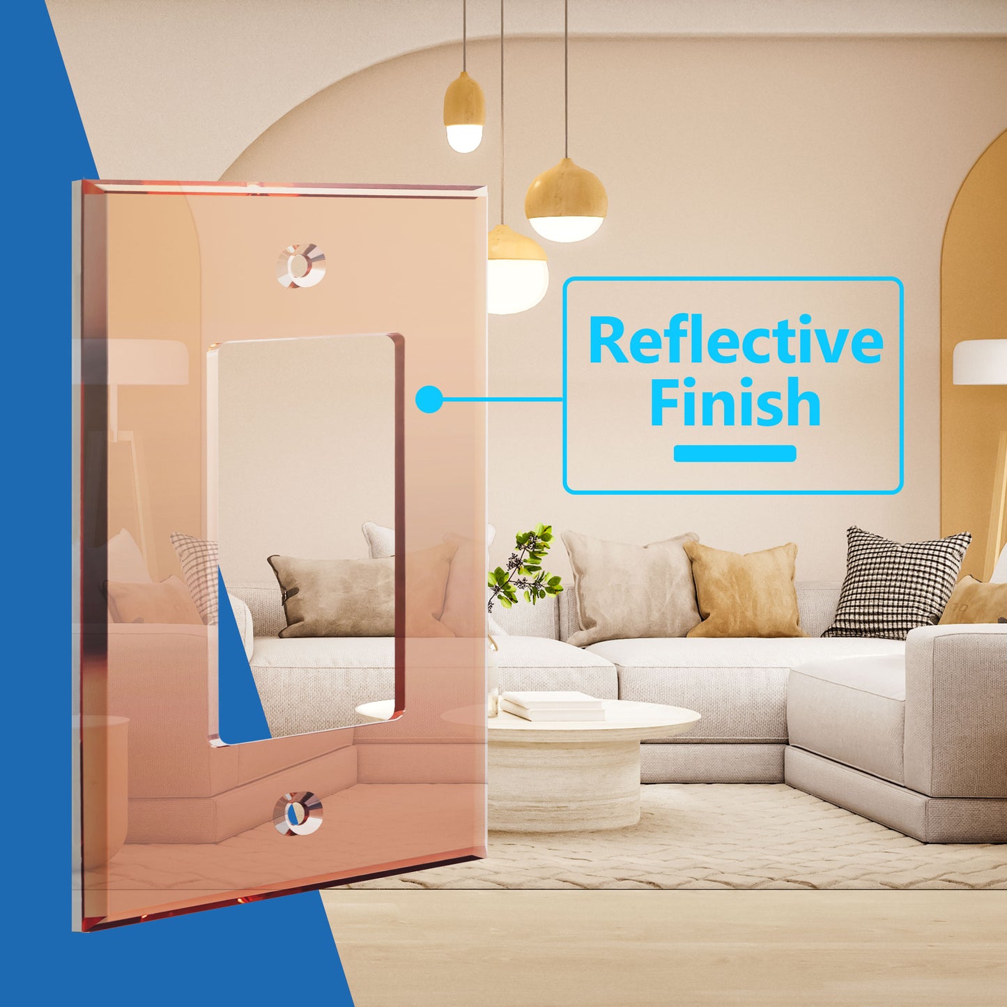 Oversized Acrylic Mirrored Decorator Wall Plate, Reflective Cover Plate for Decorator Switch or Outlet, Plexiglass Wall Plate, 1-Gang
