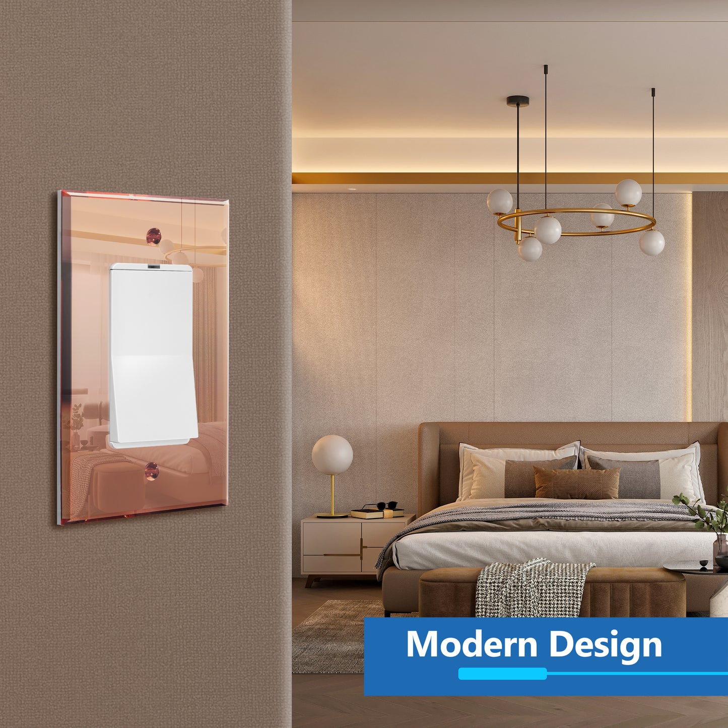 Oversized Acrylic Mirrored Decorator Wall Plate, Reflective Cover Plate for Decorator Switch or Outlet, Plexiglass Wall Plate, 1-Gang