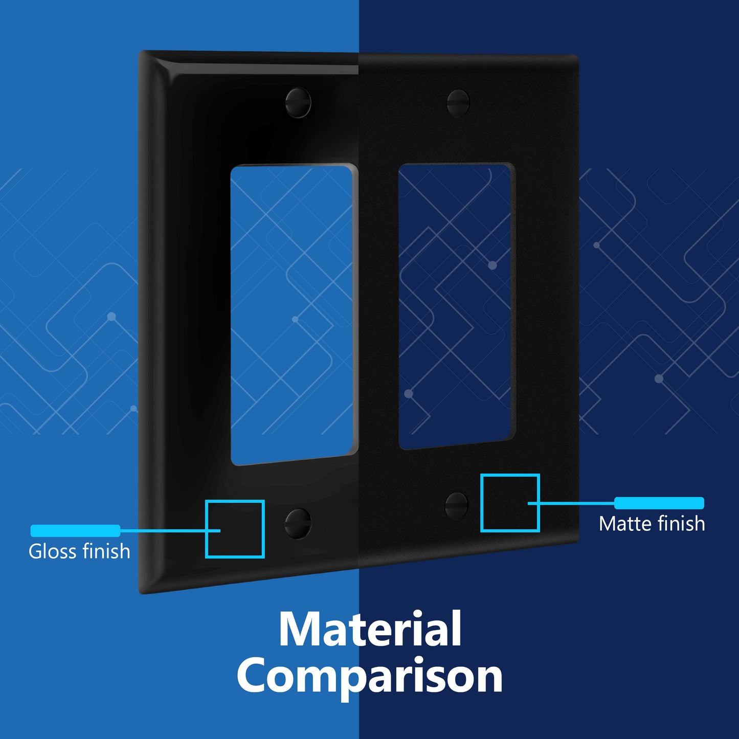 Decorator Wall Plate, Cover Plate for decorator switch or outlet, Polycarbonate Thermoplastic Wall Plate, 2-Gang, Mid-Size