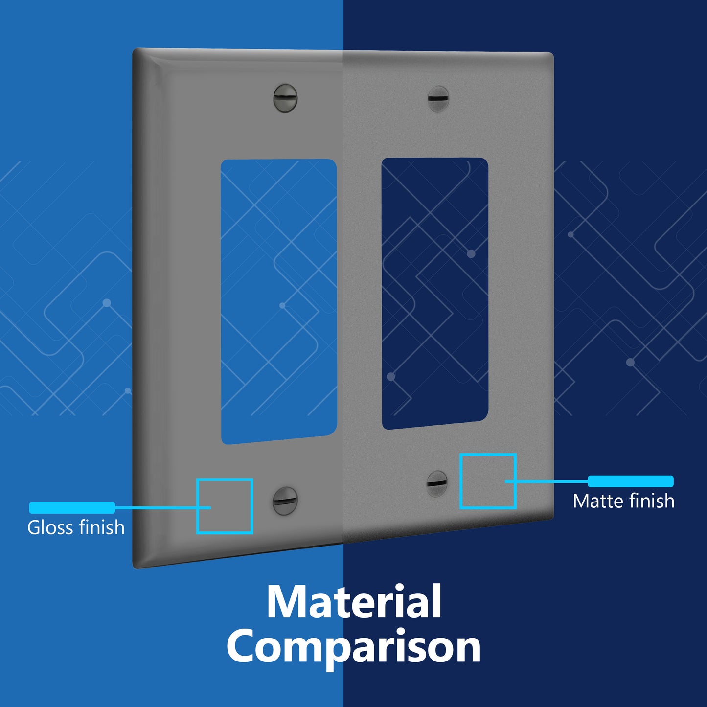 Decorator Wall Plate, Cover Plate for decorator switch or outlet, Polycarbonate Thermoplastic Wall Plate, 2-Gang, Mid-Size