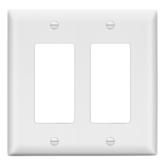Decorator Wall Plate, Cover Plate for decorator switch or outlet, Polycarbonate Thermoplastic Wall Plate, 2-Gang, Mid-Size