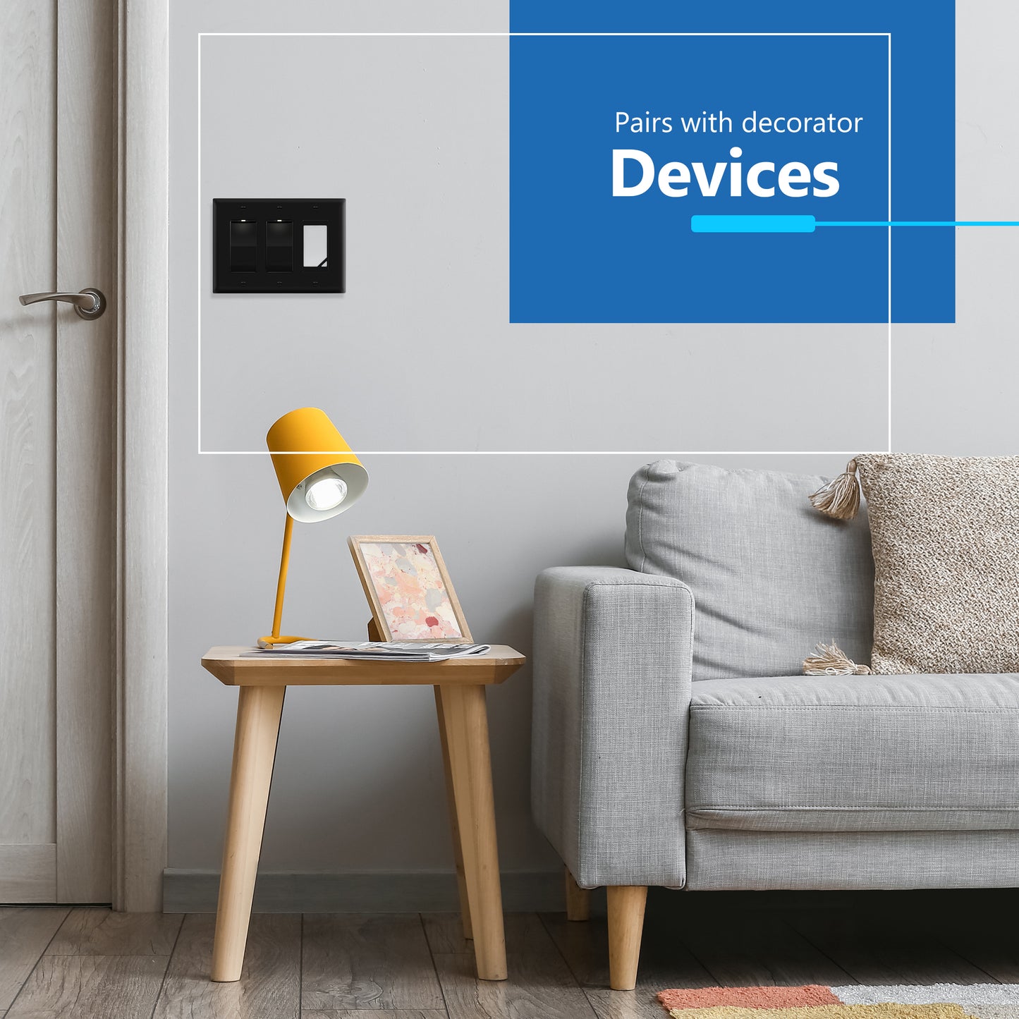 Decorator Wall Plate, Cover Plate for decorator switch or outlet, Polycarbonate Thermoplastic Wall Plate, 3-Gang, Mid-Size