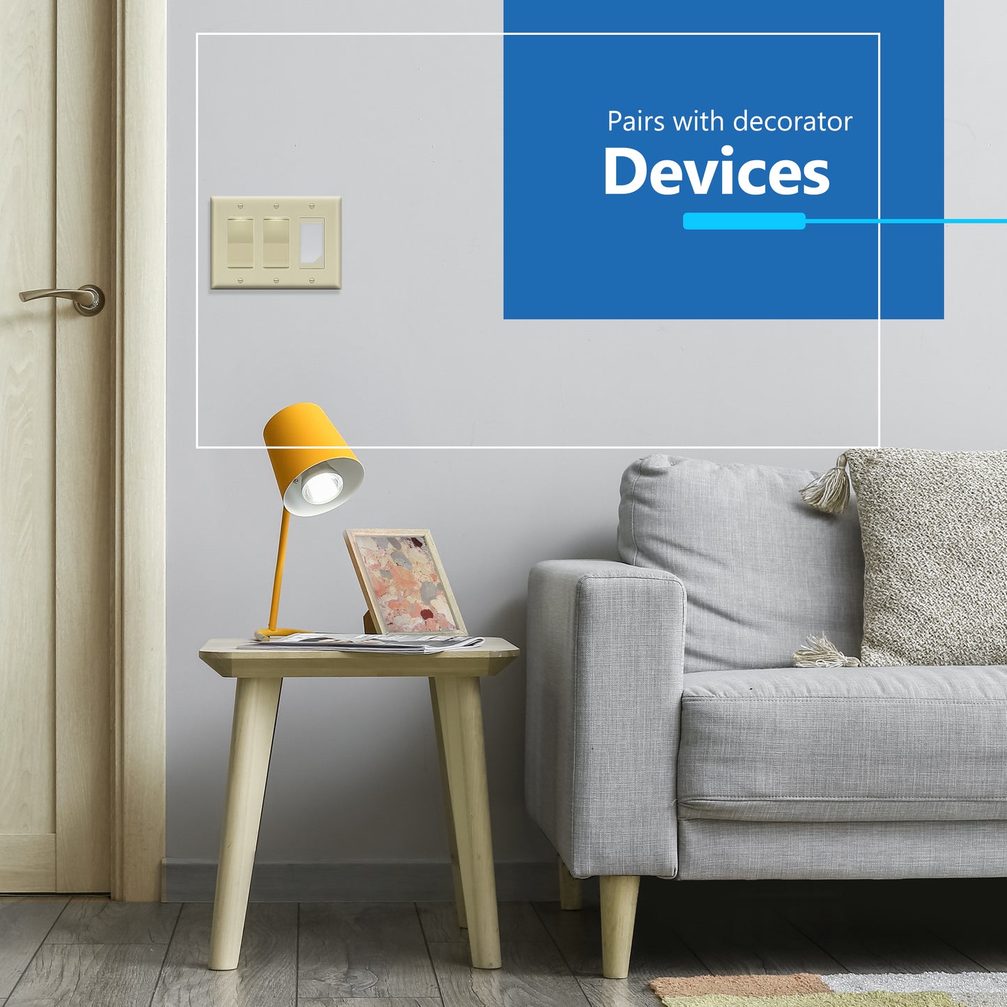 Decorator Wall Plate, Cover Plate for decorator switch or outlet, Polycarbonate Thermoplastic Wall Plate, 3-Gang, Mid-Size