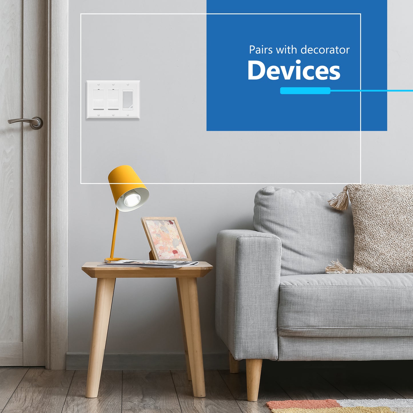 Decorator Wall Plate, Cover Plate for decorator switch or outlet, Polycarbonate Thermoplastic Wall Plate, 3-Gang, Mid-Size
