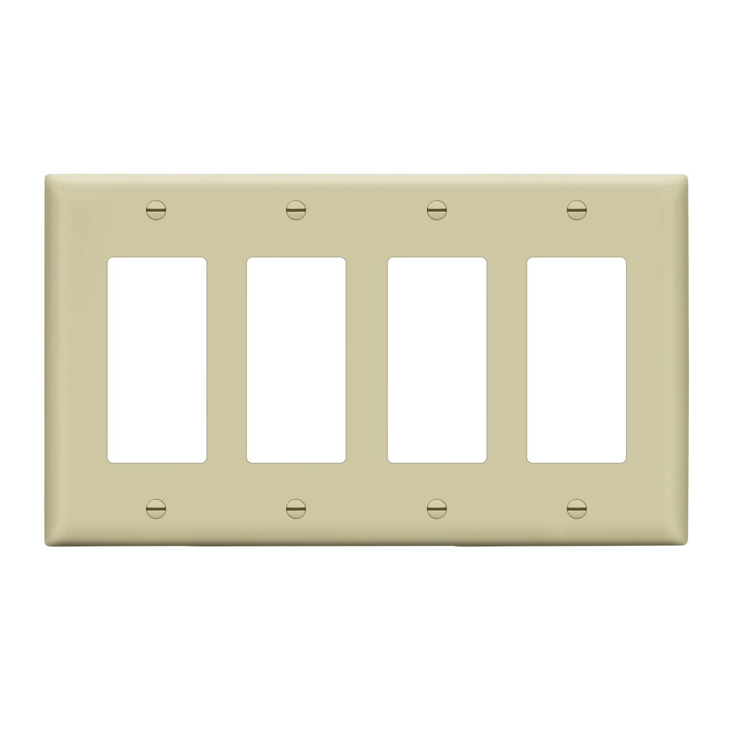 Decorator Wall Plate, Cover Plate for decorator switch or outlet, Polycarbonate Thermoplastic Wall Plate, 4-Gang, Mid-Size