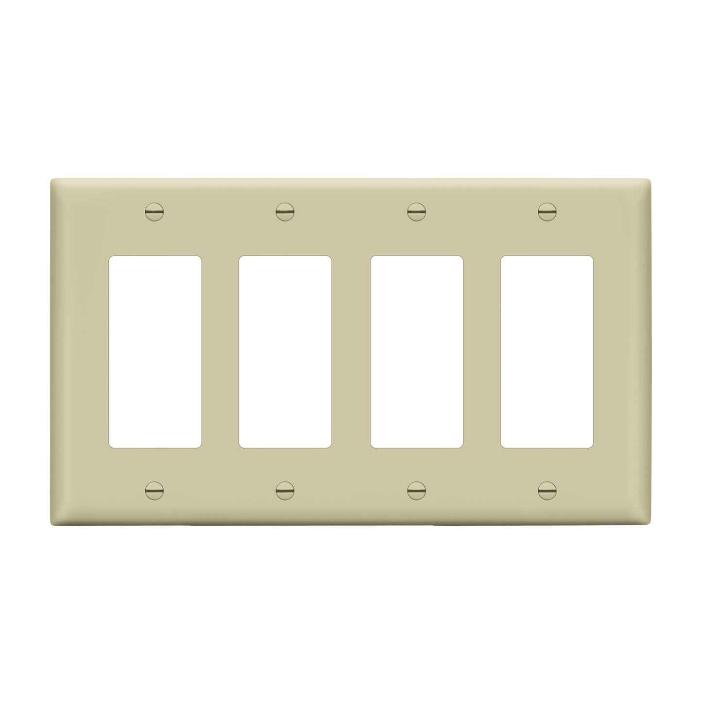 Decorator Wall Plate, Cover Plate for decorator switch or outlet, Polycarbonate Thermoplastic Wall Plate, 4-Gang, Mid-Size