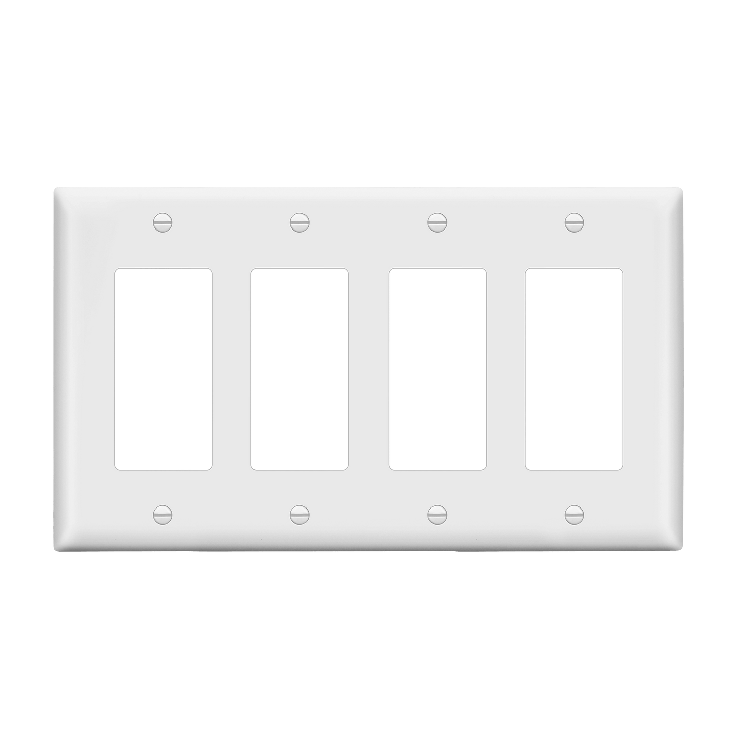 Decorator Wall Plate, Cover Plate for decorator switch or outlet, Polycarbonate Thermoplastic Wall Plate, 4-Gang, Mid-Size