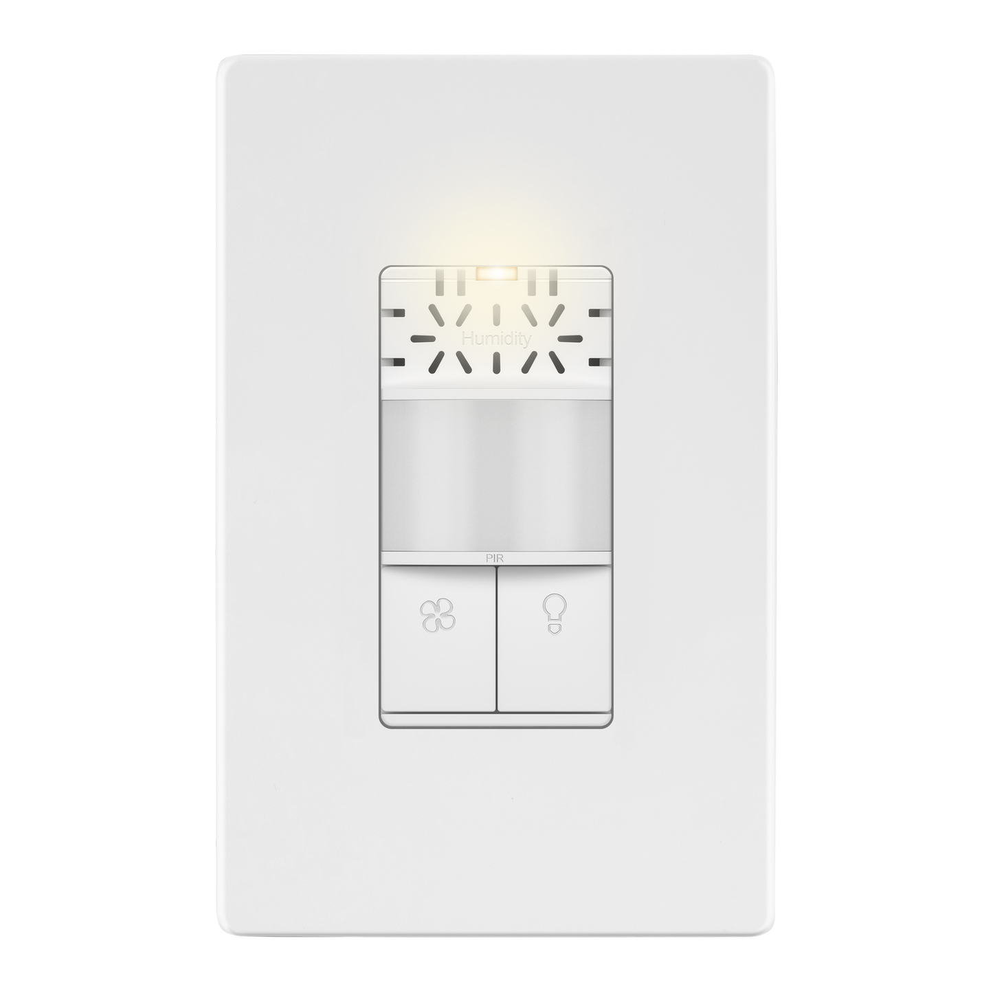 Dual Technology Humidity Sensor and Motion Sensor Light Switch, Fan and Light Control, PIR Sensor, Occupancy/Vacancy, Single-Pole, No Neutral Required, Ground Required, Wall Plate Included