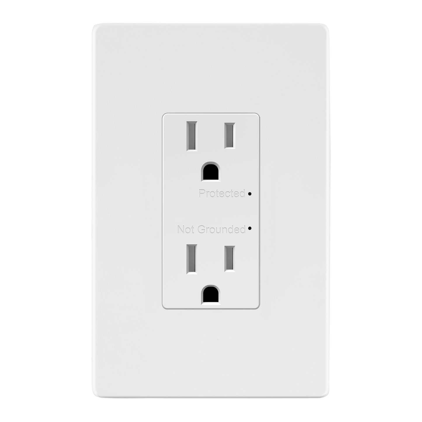 15A Surge Protected Duplex Decorator Receptacle, Child Safe Tamper-Resistant Wall Outlet, Protect Up to 1500J, LED Grounding Indicator, Self-Grounding, Wall Plate Included